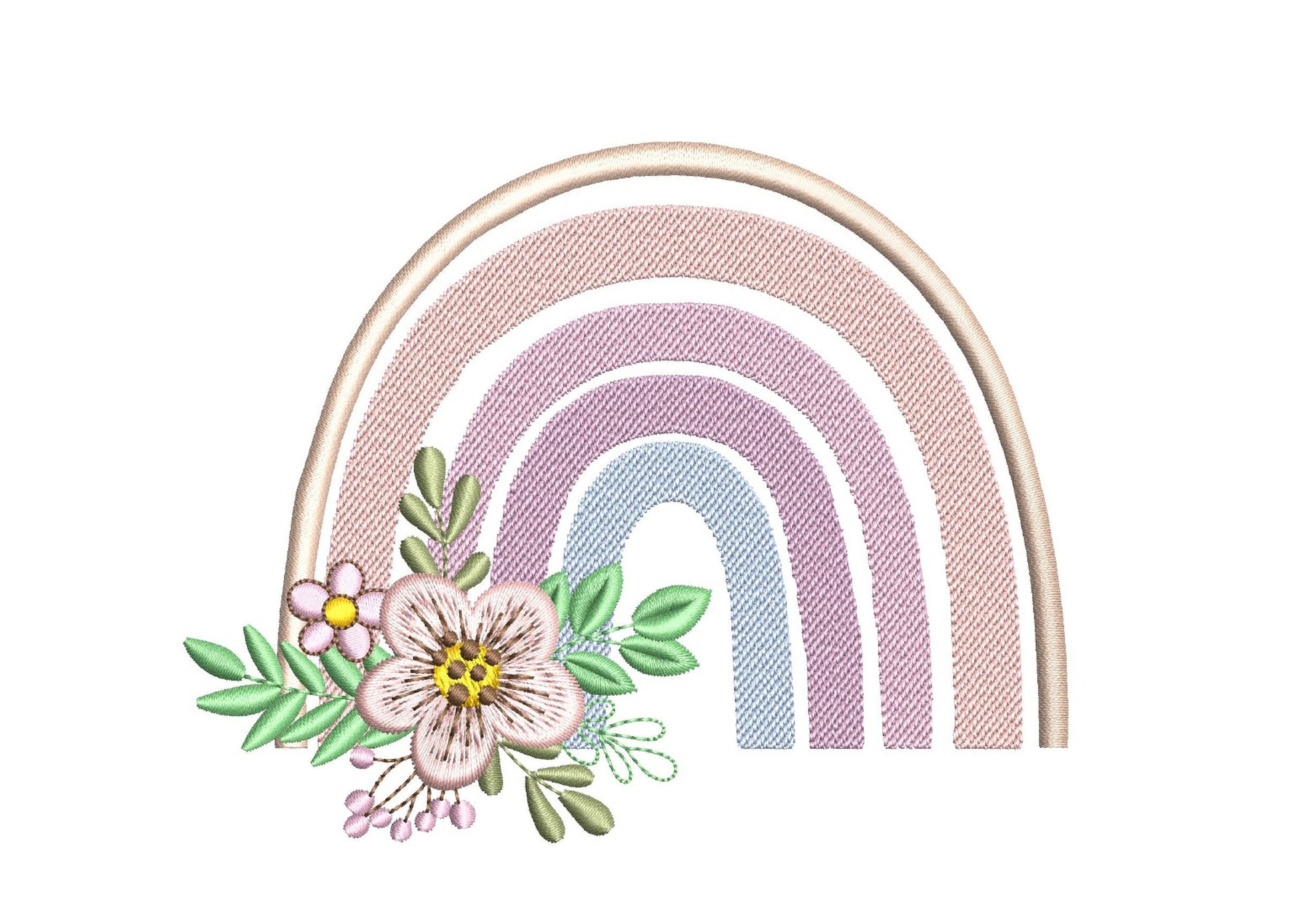 Floral Rainbow Embroidery Design, 4 Sizes - Etsy