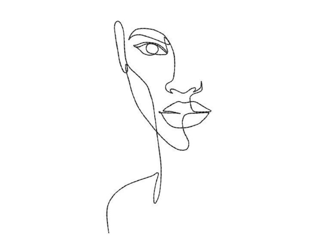 One Line Face Embroidery Design, 4 Sizes, Instant Download - Etsy