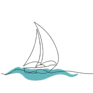 Sailboat embroidery design, 4 sizes, Instant Download
