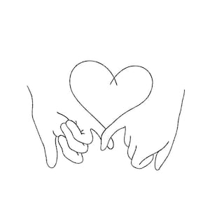 Holding Hands Machine Embroidery Design, 4 sizes