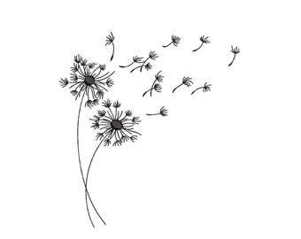 Dandelion embroidery design, 4 sizes, Instant download