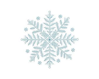 Diseño de bordado de copo de nieve, archivo de máquina de bordado Feliz Navidad, 3 tamaños, descarga instantánea