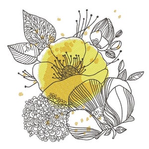 Flower embroidery design, 5 sizes, Instant download