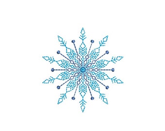 Diseño de bordado en copo de nieve, 5 tamaños, descarga instantánea