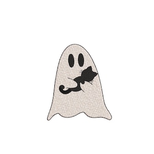Ghost with Cat Embroidery Design, Halloween Embroidery Design, 4 sizes