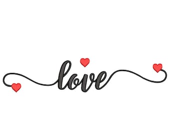 Love Embroidery Design, 5 sizes, Instant Download