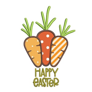 Easter Carrots Applique Embroidery Design, 4 sizes, Instant Download