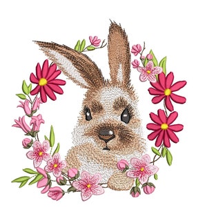 Easter Bunny Embroidery Design, 3 sizes, Instant Download