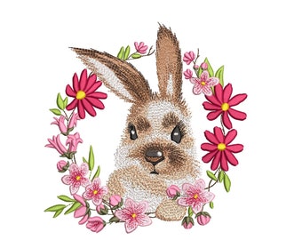 Easter Bunny Embroidery Design, 3 sizes, Instant Download
