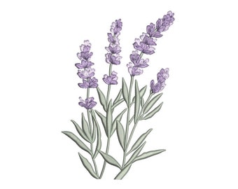Lavender embroidery design, 4 sizes