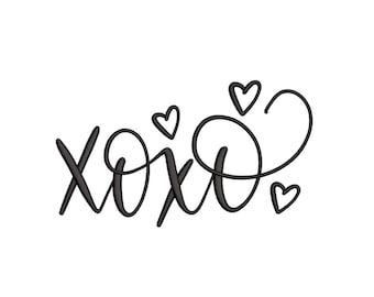 XoXo Embroidery Design, 4 sizes, Instant Download