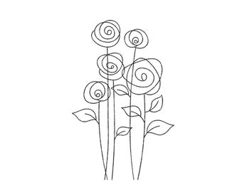 Flower embroidery design, 5 sizes, Instant download