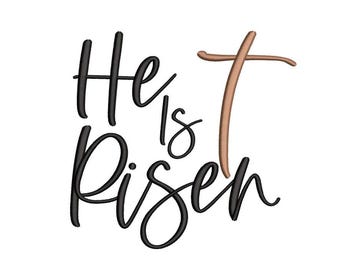 He is Risen Catolic Cross Religious Embroidery Design, 4 sizes, Instant download