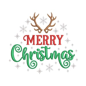 Merry Christmas Embroidery Design, 3 sizes, Instant download