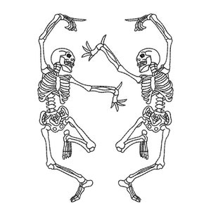 Dancing Skeletons Embroidery Design, Halloween Skeleton Embroidery Design, 4 sizes