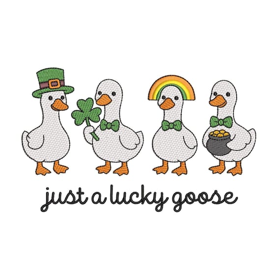 Just a Lucky Goose St Patrick's Day Machine Embroidery Design for Janome Brother Embroidery Machines