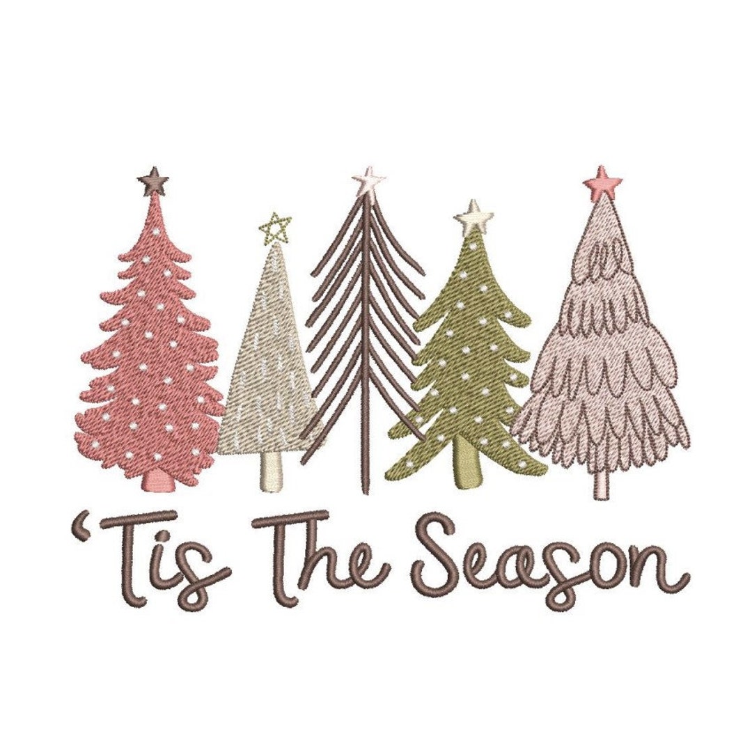 Tis the Season Embroidery Design, Christmas Tree Embroidery Design