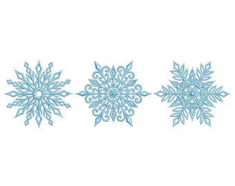 Diseño de bordado de copos de nieve, archivo de máquina de bordado Feliz Navidad, 4 tamaños, descarga instantánea