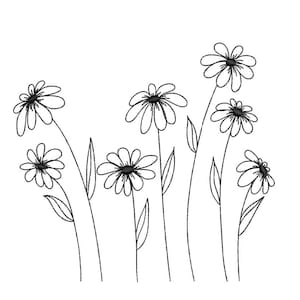 Diseño de bordado de flores de margarita, archivo de bordado de máquina de flores, 5 tamaños, descarga instantánea