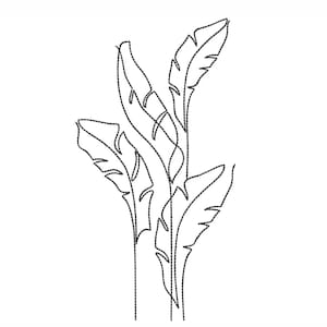 Tropical Leaves Embroidery Design, 6 sizes, Instant Download