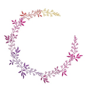 Fichier de broderie couronne florale, 4 tailles, téléchargement immédiat