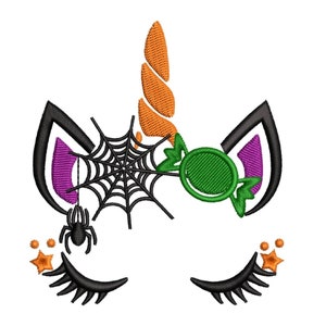Halloween unicorn embroidery design
