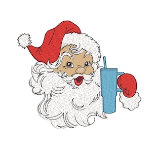 Santa embroidery design, Merry Christmas embroidery file, 3 sizes, Instant download