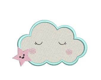 Cloud embroidery design, 5 sizes, Instant download