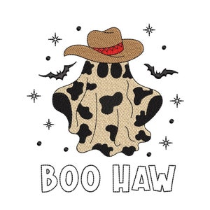 Boo Haw Embroidery Design Retro Cowboy Ghost Halloween Embroidery File Spooky Western Fall Decor for 4x4 5x7 6x10 7x11 Hoop Instant Download
