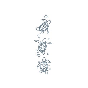 Three Sea Turtles Machine Embroidery Design for Janome Brother Embroidery Machines