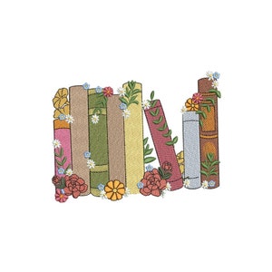 Blumen Bücher Stickdatei, 3 Größen, Instant Download