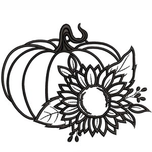Pumpkin with a sunflower embroidery design
