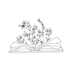 Floral book embroidery design, 5 sizes