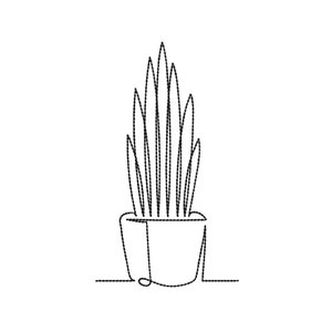Flower in a pot machine embroidery design, 5 sizes, Instant download