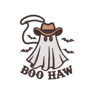 Western Ghost Embroidery Design, Boo Haw Embroidery Design, Spooky Halloween Machine Embroidery Design, 3 sizes