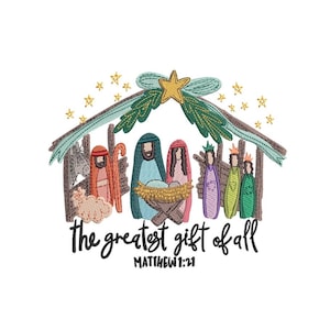 Holy night embroidery design, Merry Christmas embroidery machine file, 3 sizes, Instant download