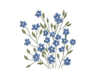 Wildflowers embroidery design, 3 sizes, instant download