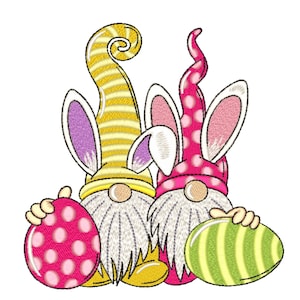 Easter gnomes embroidery design