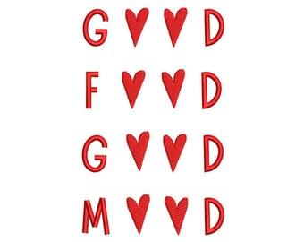 Good Food Good Mood Quote with Heart Valentine's Day Machine Embroidery Design for Janome Brother Embroidery Machines