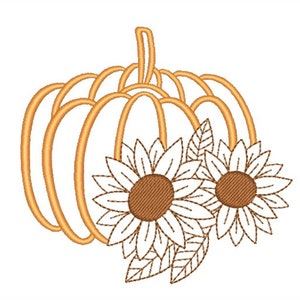 Pumpkin with sunflower embroidery design