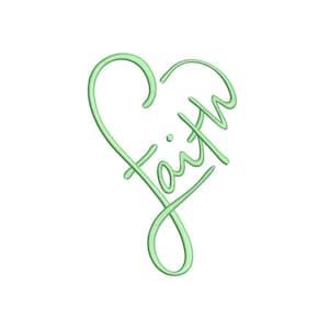 Faith embroidery design, Heart embroidery file, 4 sizes, Instant download