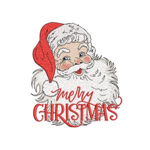 Santa embroidery design, Merry Christmas embroidery file, 3 sizes, Instant download