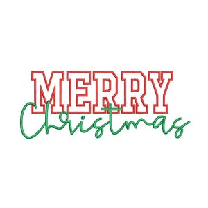 Merry Christmas embroidery design, 4 sizes, Instant download