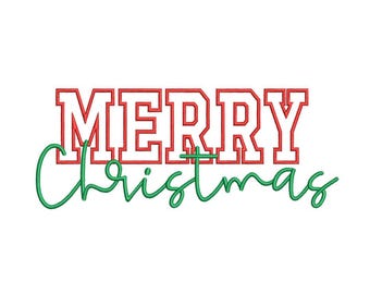 Merry Christmas embroidery design, 4 sizes, Instant download