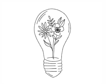 Floral bulb embroidery design