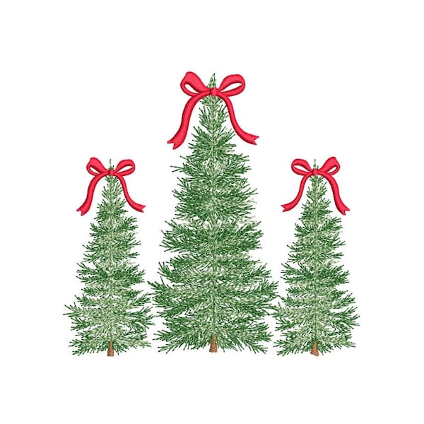 Christmas Tree embroidery design, Coquette Bow embroidery machine file, 3 sizes, Instant download