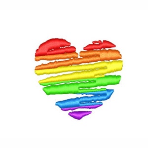 Heart embroidery design, Rainbow embroidery file