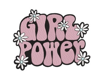Diseño de bordado Girl Power, 3 tamaños, Descarga instantánea
