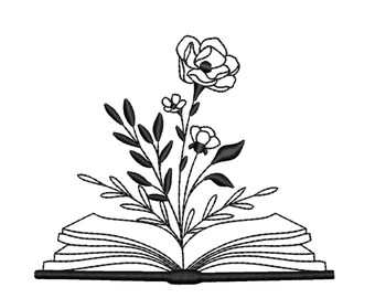 Floral book embroidery design