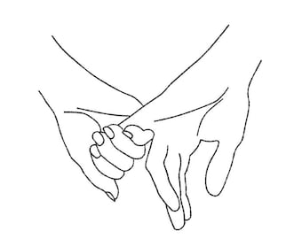 Holding Hands Embroidery Design Minimalist Line Art for Couples Gifts or Hoop Decor Instant Download 4x4 5x7 PES DST JEF Machine File